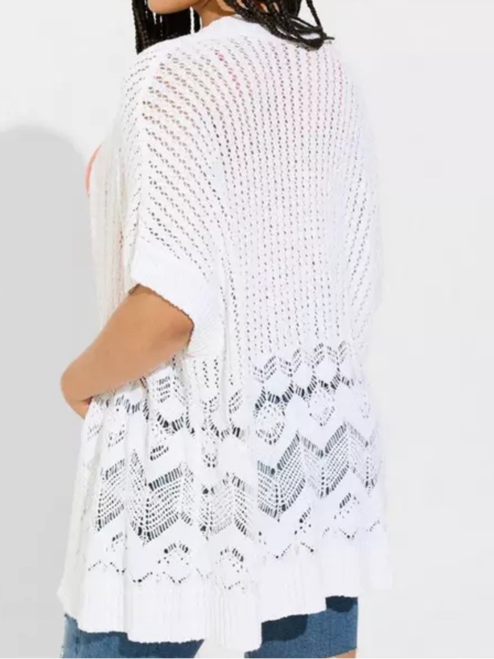 Torrid cloud dancer Open Stitch Cardigan Poncho Sweater short sleeve